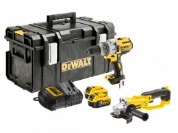 DEWALT DCK278P2 XR Twin Pack 18V DCD996 Brushless Combi Hammer & DCG412N Angle Grinder 2 x 5.0Ah Li-Ion £359.95